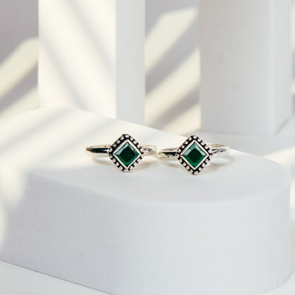 Oxidised Green Toe Ring