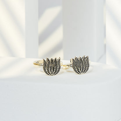 Oxidised Lotus Toe Ring