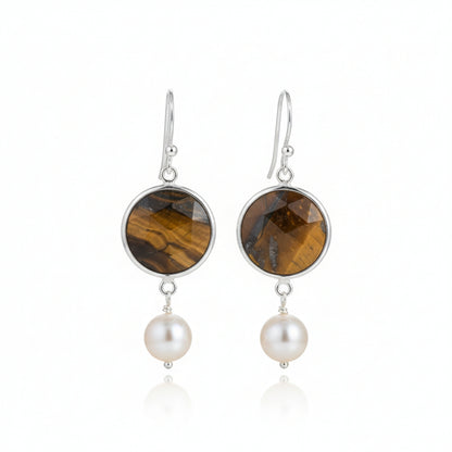 Tiger Eye Pearl Earring