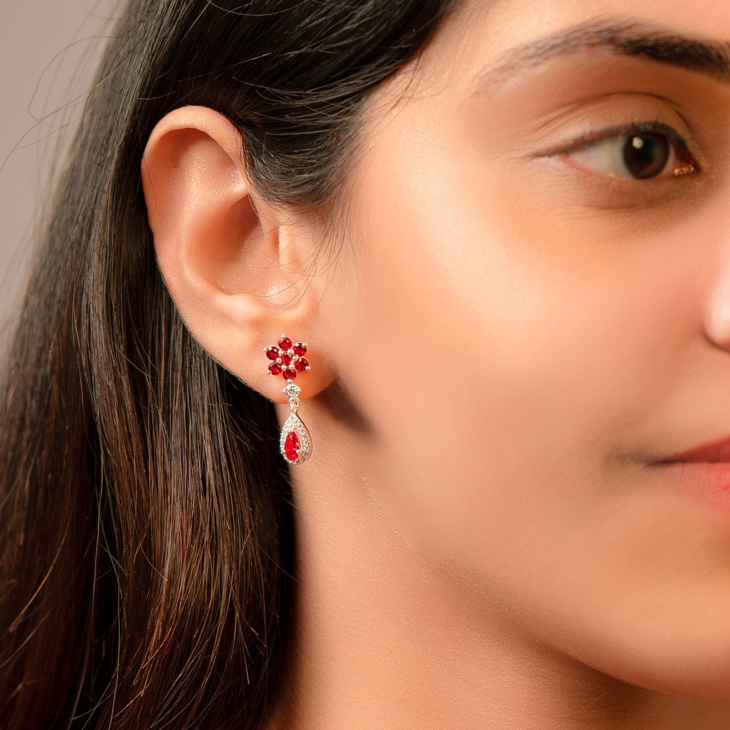 Ruby Zircon Earring