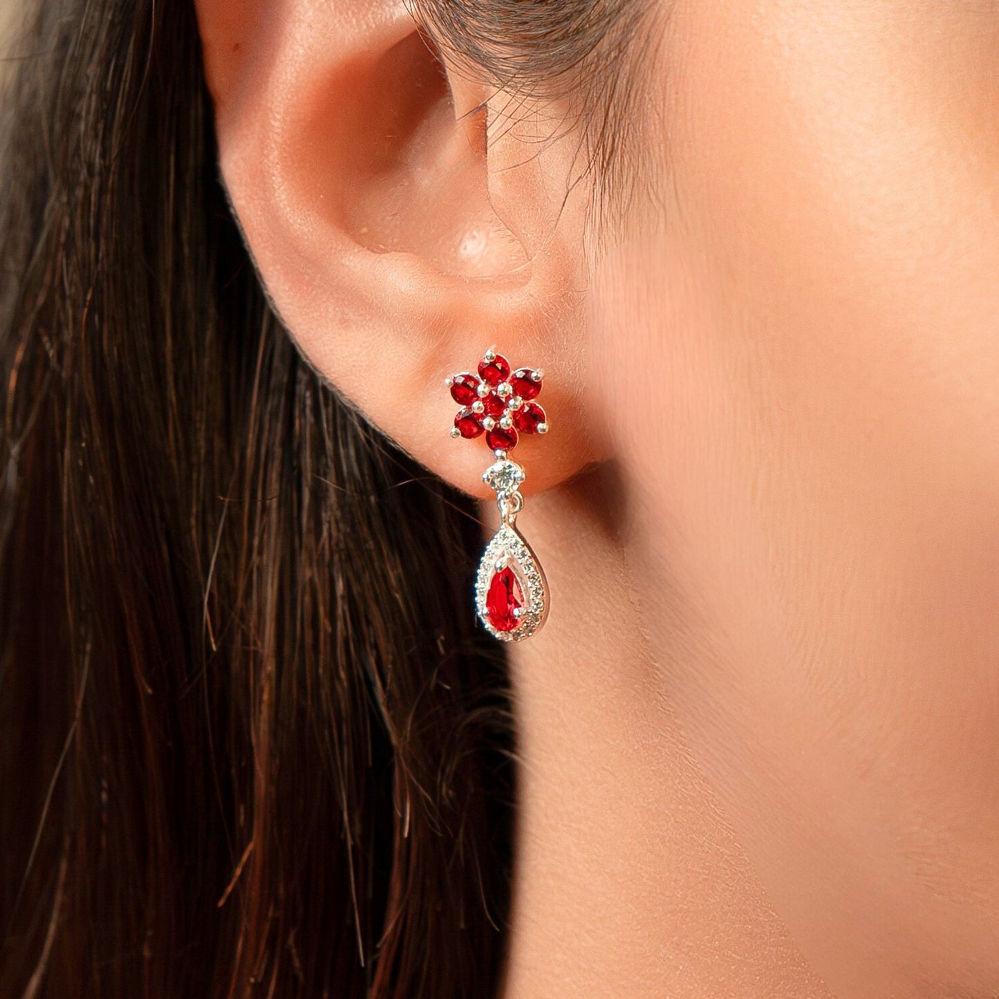 Ruby Zircon Earring