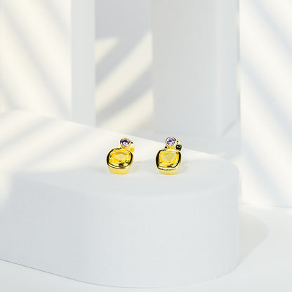 Amethyst, Citrine Earring