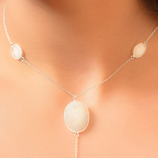 Rainbow Moonstone Chain Pendant