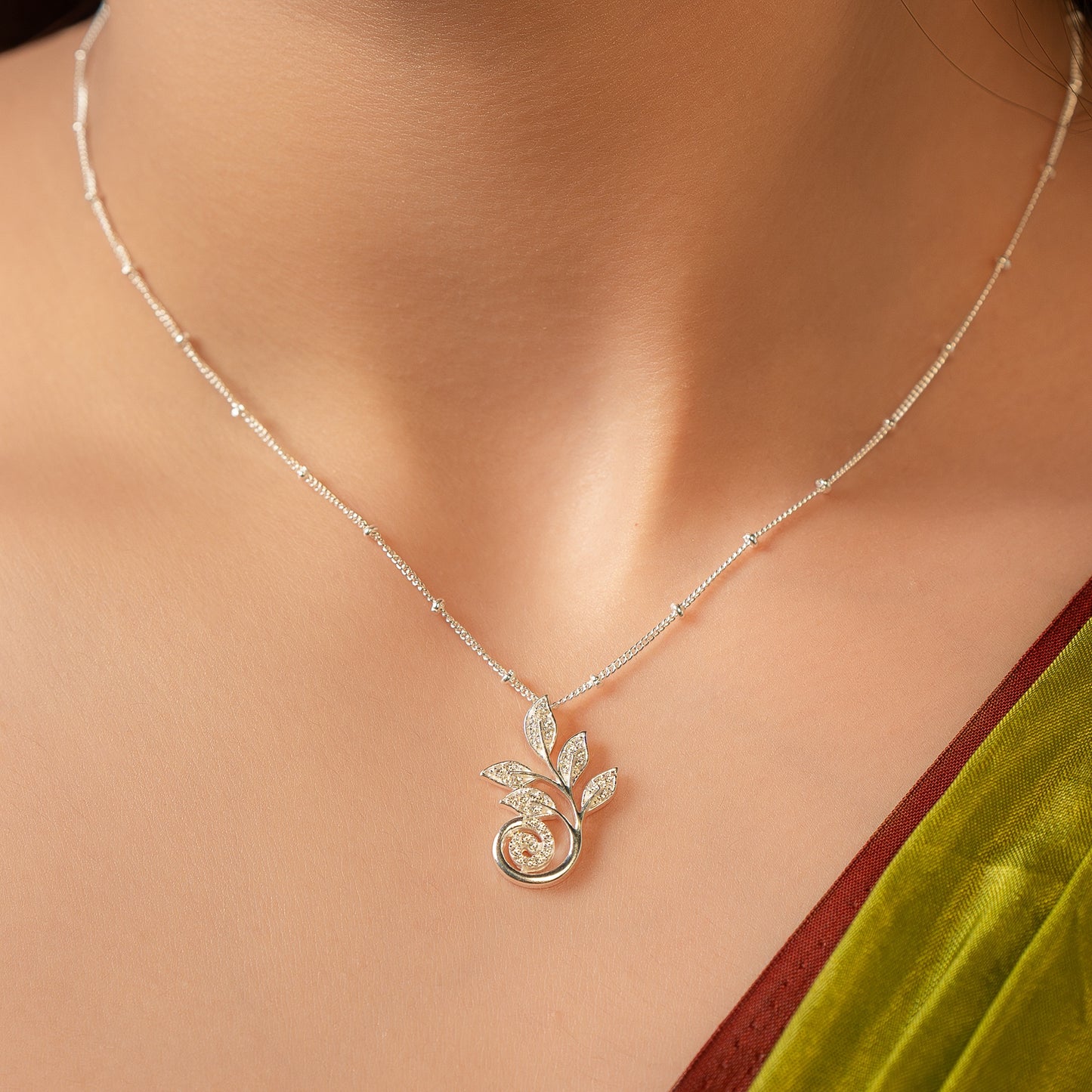 Spiral Leaf Chain Pendant