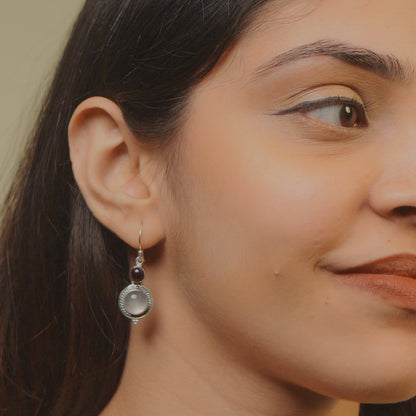 Garnet, Rose Quartz Earring