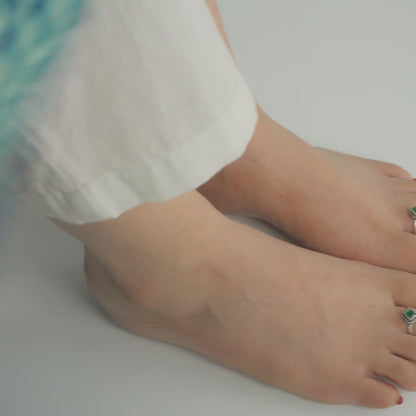 Oxidised Green Toe Ring